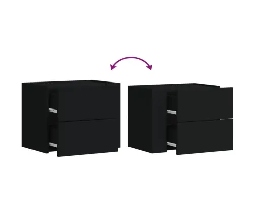 Sienas Naktsskapītis, Melns, 45X30X35 Cm Vidaxl