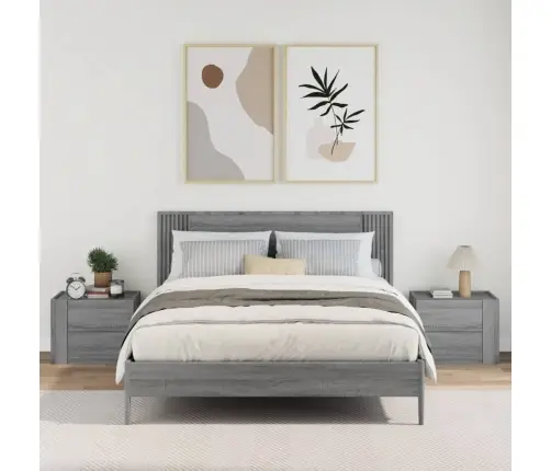 Sienas Naktsskapīši, 2 Gab., Pelēka Ozolkoka Krāsa, 45X30X35 Cm Vidaxl