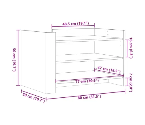 Kavos Staliukas, Pilkas Ąžuolo, 80X50X50cm Apdirbta Mediena