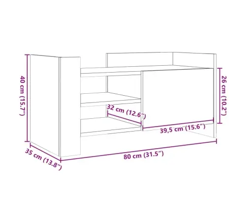 Telerikapp Hall Sonoma Tamm 80X35X40 Cm Tehispuit