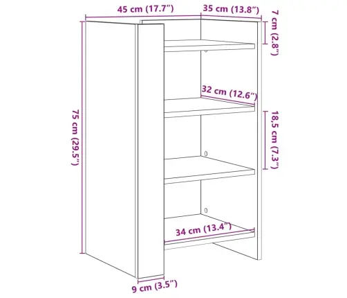 Kumode, Melns, 45X35X75 Cm, Inženierijas Koks, Melns Vidaxl