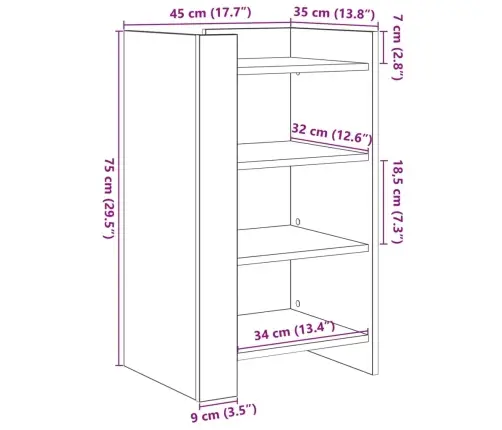 Šoninė Spintelė, Pilka Ąžuolo, 45X35X75cm Apdirbta Mediena