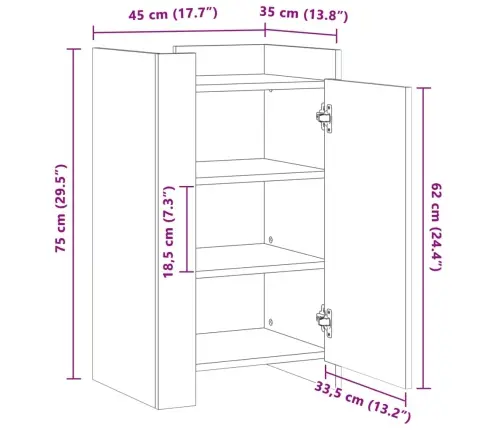 Puhvetkapp, Sonoma Tamm, 45X35X75 cm Tehispuit