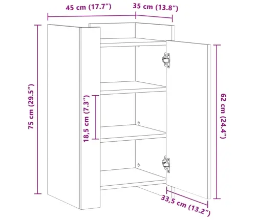 Puhvetkapp, Betoonhall, 45X35X75 cm Tehispuit