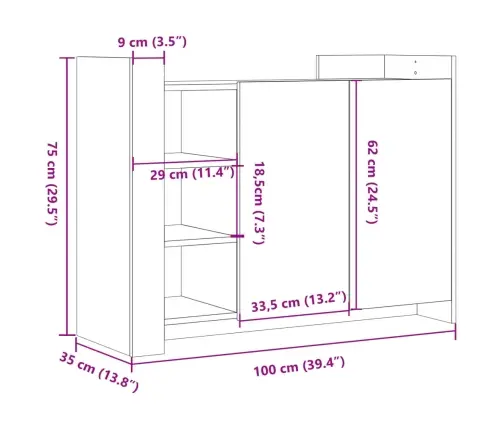 Puhvetkapp, Suitsutatud Tamm, 100 X 35 X 75 cm Tehispuit