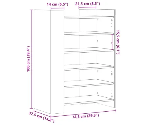 Jalatsikapp, Must, 74,5 X 37,5 X 100 cm Tehispuit
