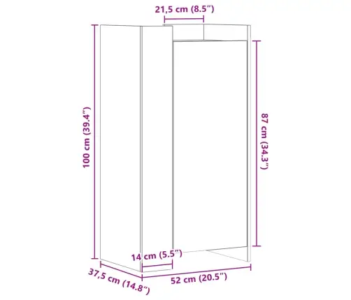 Apavu Skapītis, Pelēka Ozola, 52X37,5X100 Cm, Inženierijas Koks Vidaxl