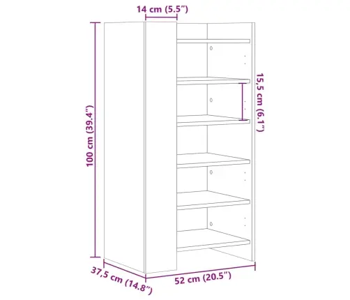 Jalatsikapp, Hall Sonoma Tamm, 52 X 37,5 X 100 cm Tehispuit