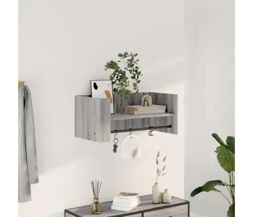 Sienas Plaukts, Pelēcīgs, 70,5X35X30,5 Cm, Inženierijas Koks Vidaxl