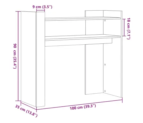 Konsoollaud, Hall Sonoma Tamm, 100 X 35 X 90 cm Tehispuit