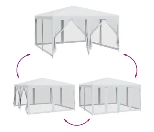 Peotelk 8 Võrgust Külgseinaga, Valge, 4X4 M Hdpe