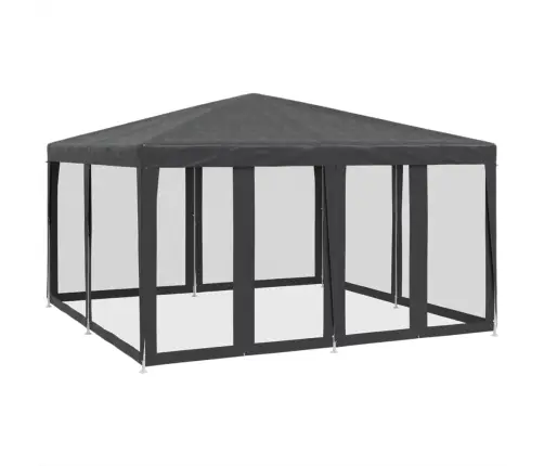 Svinību Telts, Ar 8 Sieta Sienām, 4X4 M, Antracītpelēka, Hdpe Vidaxl