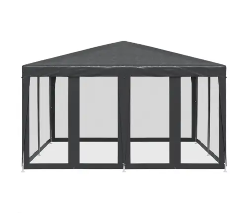 Svinību Telts, Ar 8 Sieta Sienām, 4X4 M, Antracītpelēka, Hdpe Vidaxl