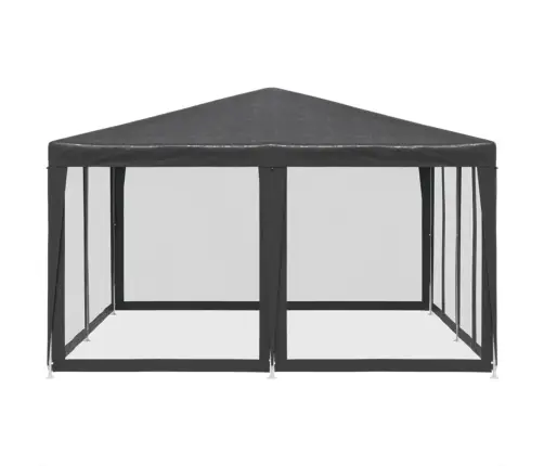 Svinību Telts, Ar 8 Sieta Sienām, 4X4 M, Antracītpelēka, Hdpe Vidaxl