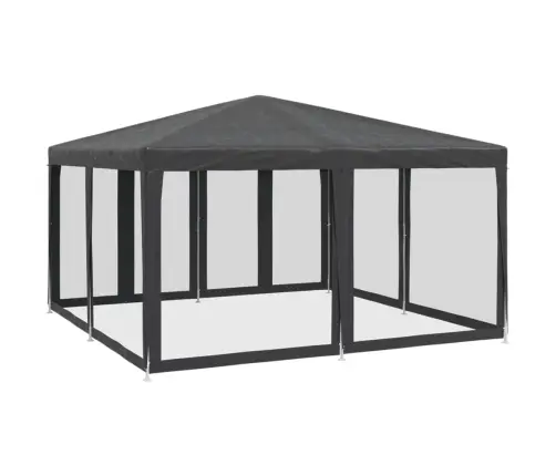 Svinību Telts, Ar 8 Sieta Sienām, 4X4 M, Antracītpelēka, Hdpe Vidaxl