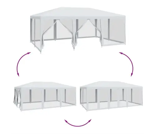 Svinību Telts, Ar 10 Sieta Sienām, 6X4 M, Balta, Hdpe Vidaxl