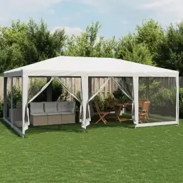 Svinību Telts, Ar 10 Sieta Sienām, 6X4 M, Balta, Hdpe Vidaxl Svinību Telts, Ar 10 Sieta Sienām, 6X4 M, Balta, Hdpe Vidaxl