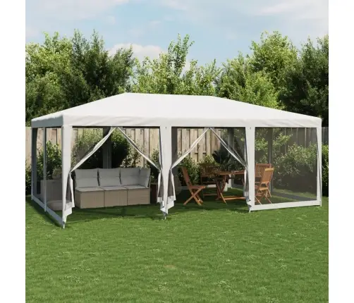 Svinību Telts, Ar 10 Sieta Sienām, 6X4 M, Balta, Hdpe Vidaxl