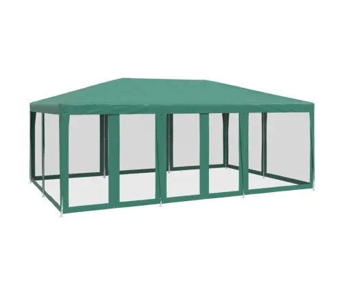 Proginė Palapinė Su 10 Tinklinėmis Sienomis, Žalia, 6X4M, Hdpe