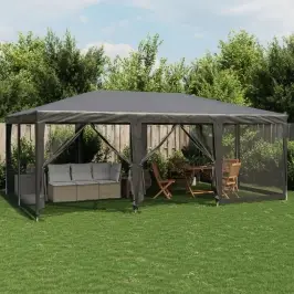 Svinību Telts, Ar 10 Sieta Sienām, 6X4 M, Antracītpelēka, Hdpe Vidaxl Svinību Telts, Ar 10 Sieta Sienām, 6X4 M, Antracītpelēka, Hdpe Vidaxl