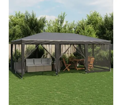 Svinību Telts, Ar 10 Sieta Sienām, 6X4 M, Antracītpelēka, Hdpe Vidaxl