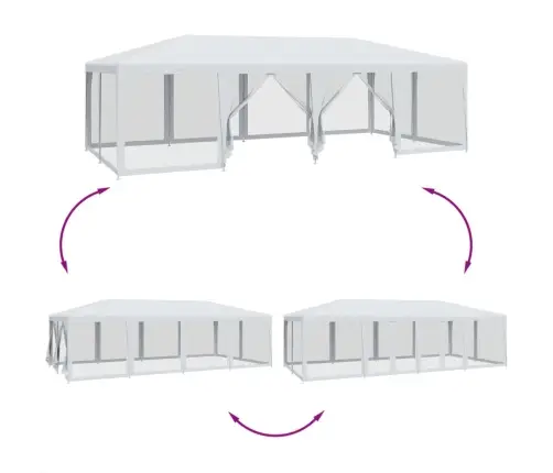 Svinību Telts, Ar 12 Sieta Sienām, 8X4 M, Balta, Hdpe Vidaxl