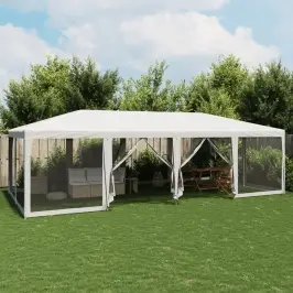 Svinību Telts, Ar 12 Sieta Sienām, 8X4 M, Balta, Hdpe Vidaxl Svinību Telts, Ar 12 Sieta Sienām, 8X4 M, Balta, Hdpe Vidaxl