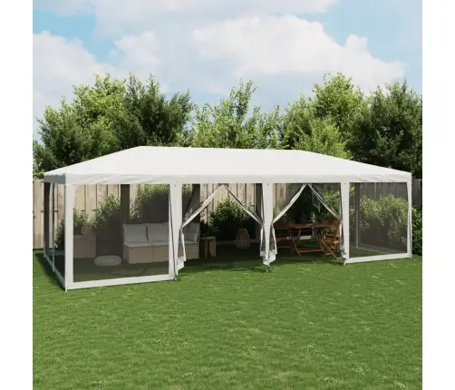Svinību Telts, Ar 12 Sieta Sienām, 8X4 M, Balta, Hdpe Vidaxl