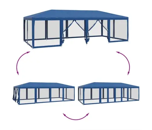 Svinību Telts, Ar 12 Sieta Sienām, 8X4 M, Zila, Hdpe Vidaxl
