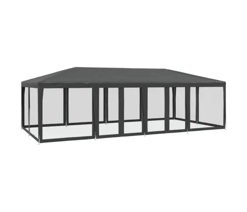 Svinību Telts, Ar 12 Sieta Sienām, 8X4 M, Antracītpelēka, Hdpe Vidaxl