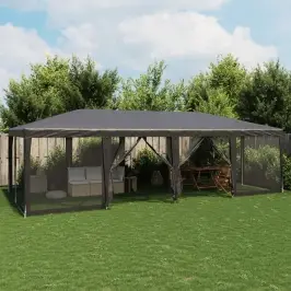 Svinību Telts, Ar 12 Sieta Sienām, 8X4 M, Antracītpelēka, Hdpe Vidaxl Svinību Telts, Ar 12 Sieta Sienām, 8X4 M, Antracītpelēka, Hdpe Vidaxl