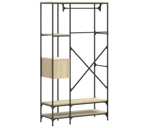 Drēbju Pakaramais Ar Plauktiem, Ozolkoka, Inženierijas Koks Vidaxl