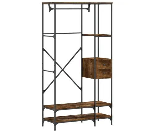 Drēbju Pakaramais Ar Plauktiem, Ozolkoka, Inženierijas Koks Vidaxl