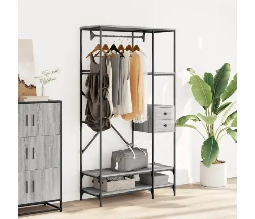 Drēbju Pakaramais Ar Plauktiem, Pelēks, Inženierijas Koks Vidaxl