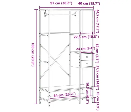 Riiulitega Riidestange, Pruun Tamm, Tehispuit