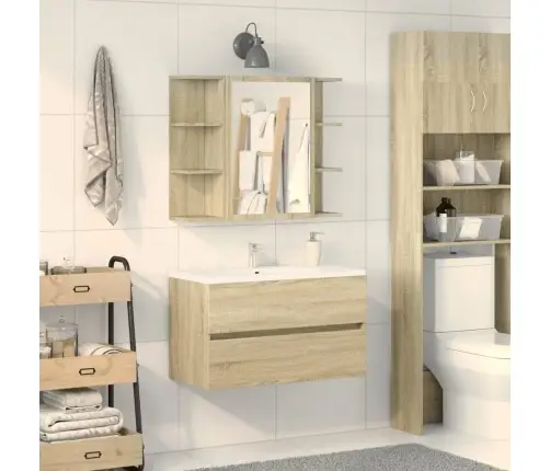 Vannasistabas Spoguļskapītis, Ozolkoka Krāsa, 80X20,5X64 Cm Vidaxl