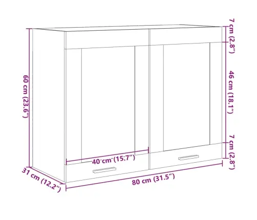 Pakabinama Stiklinė Spintelė,  “Lyon",  Ąžuolo Spalvos