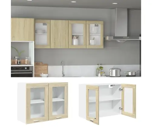 Pakabinama Stiklinė Spintelė,  “Lyon",  Ąžuolo Spalvos