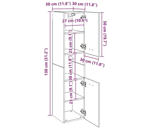 Vannasistabas Skapītis, Ozolkoka Krāsa, 30X30X130 Cm Vidaxl
