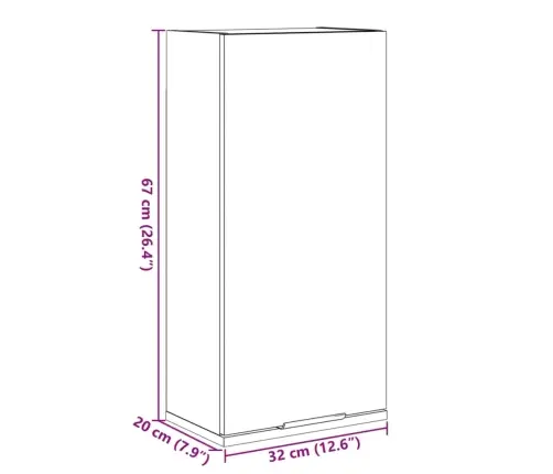 Vannasistabas Sienas Skapītis, Ozolkoka Krāsa, 32X20X67 Cm Vidaxl