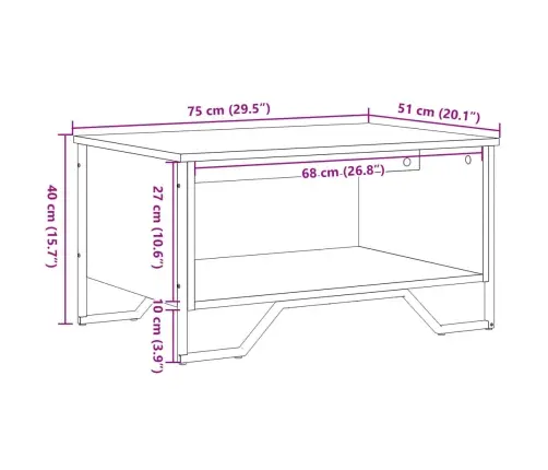 Kohvilaud, Sonoma Tamm, 75X51X40 cm Tehispuit