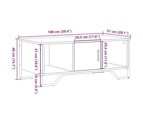 Kafijas Galdiņš, Melns, 100X51X40 Cm, Inženierijas Koks Vidaxl
