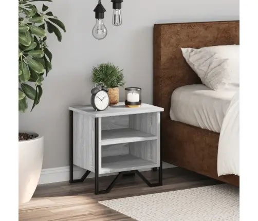 Naktinė Spintelė, Pilka Ąžuolo, 40X30X40cm Apdirbta Mediena