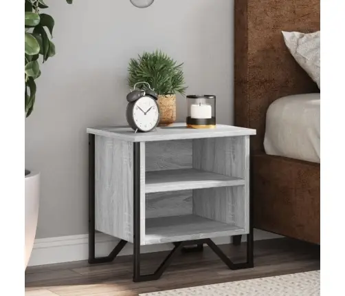 Naktinė Spintelė, Pilka Ąžuolo, 40X30X40cm Apdirbta Mediena