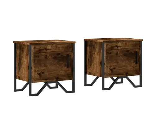 Naktinės Spintelės, 2Vnt., Dūminio Ąžuolo, 40X30X40cm Mediena