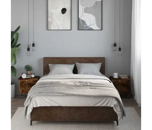 Naktinės Spintelės, 2Vnt., Dūminio Ąžuolo, 40X30X40cm Mediena