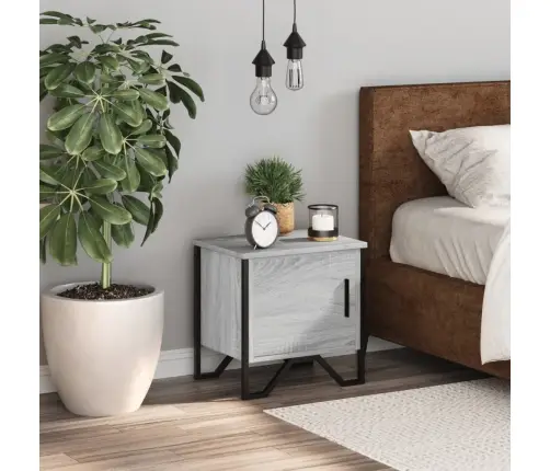 Naktinė Spintelė, Pilka Ąžuolo, 40X30X40cm Apdirbta Mediena