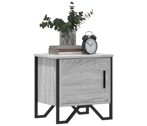 Naktinė Spintelė, Pilka Ąžuolo, 40X30X40cm Apdirbta Mediena