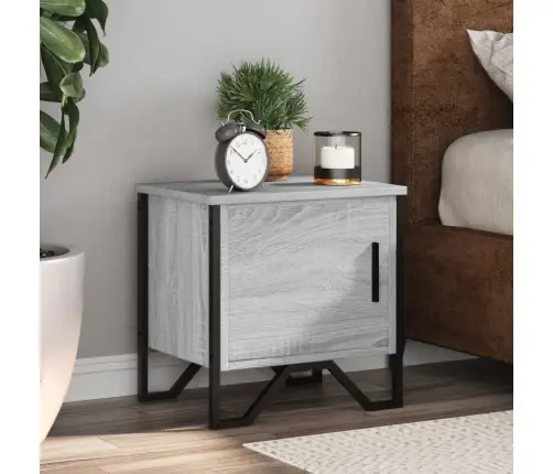 Naktinė Spintelė, Pilka Ąžuolo, 40X30X40cm Apdirbta Mediena