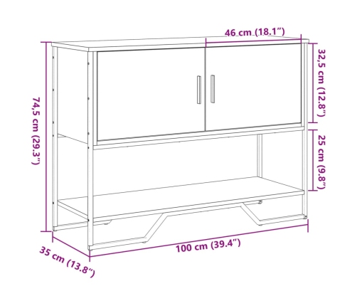 Konsoles Galdiņš, Brūns, 100X35X74,5 Cm, Inženierijas Koks Vidaxl